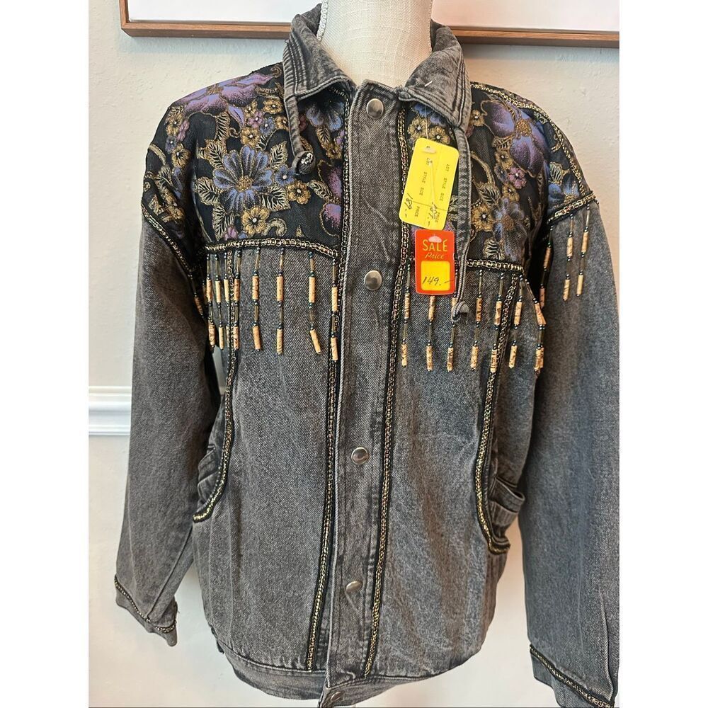 Vintage Embellished Western Denim Jacket Size Large - Picture 2 of 14